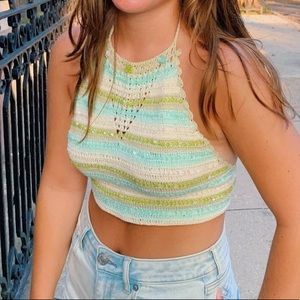 Knitted beaded crop top
